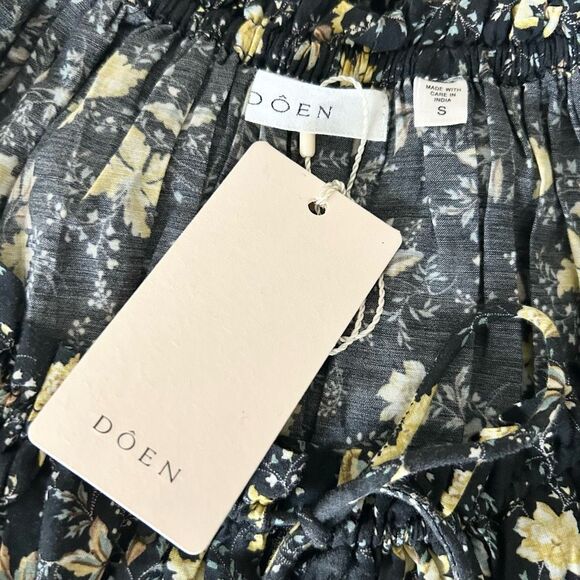 NEW Doen Ismene Mini Dress In Noir Winding Blossoms Organic Cotton Size Small - Picture 6 of 8